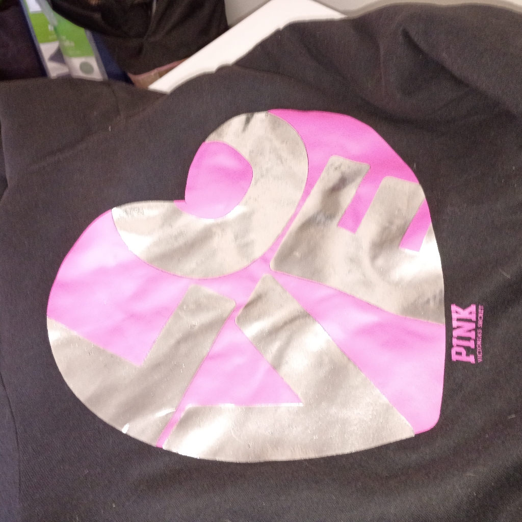 Vs Victoria Secret Pink Hoodie Jacket Coat Lining Heart Print L